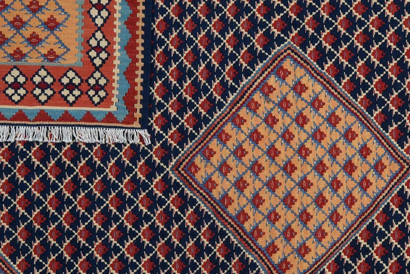 Kelim Senneh · Handgewebt – Blau, 197x153 cm