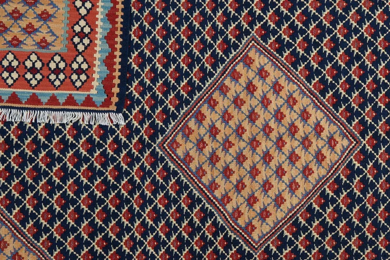 Kelim Senneh · Handgewebt – Blau, 196x153 cm