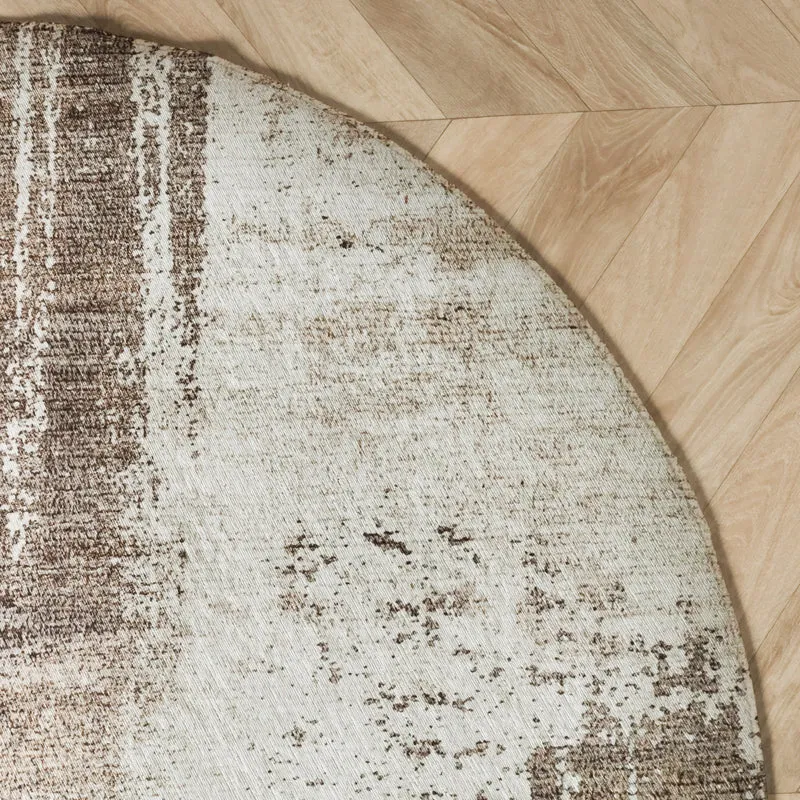 Runder abstrakter Teppich - Rusty Taupe