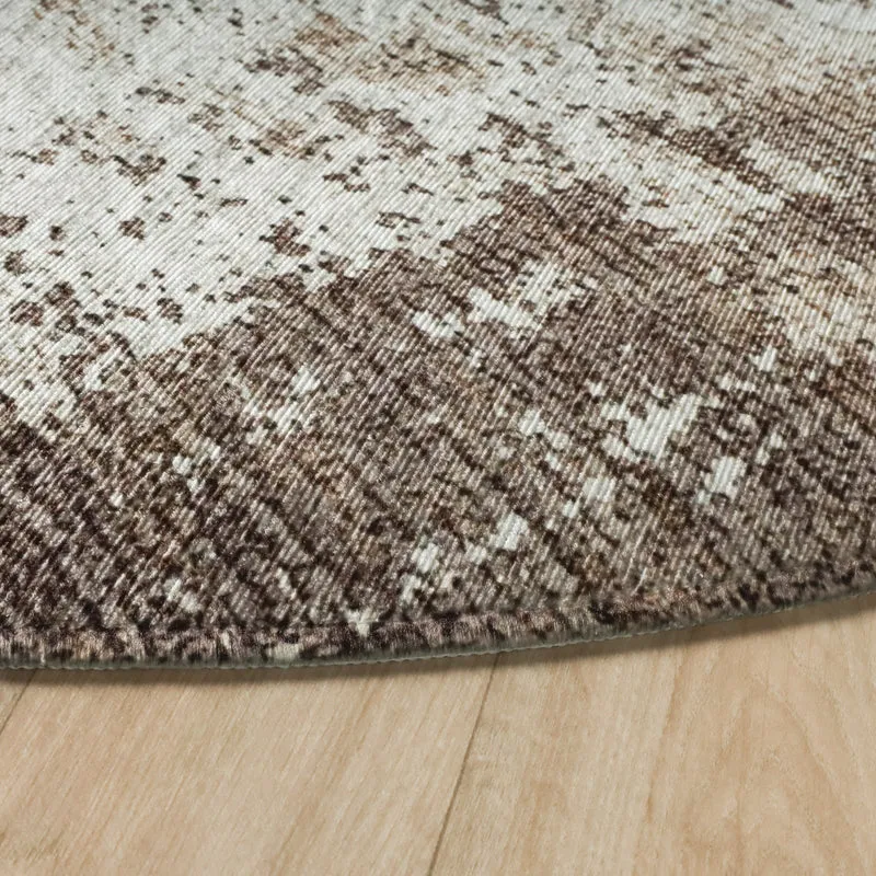 Runder abstrakter Teppich - Rusty Taupe