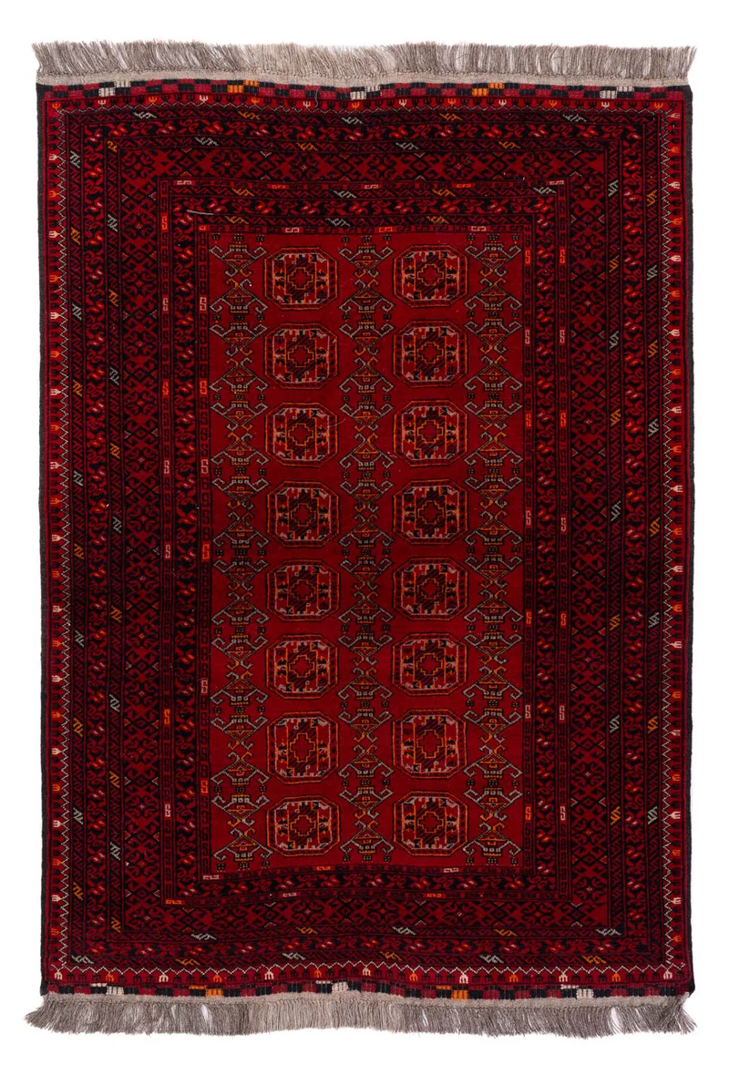 Afghan Teppich 105x146cm - Orientteppich - dunkelrot