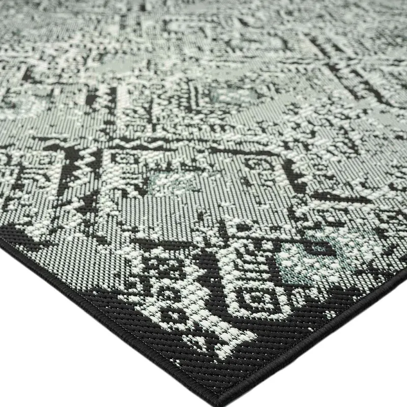 In- und Outdoor Teppich Terrassen & Balkon Küche Teppich Rauten Design Schwarz & Grün