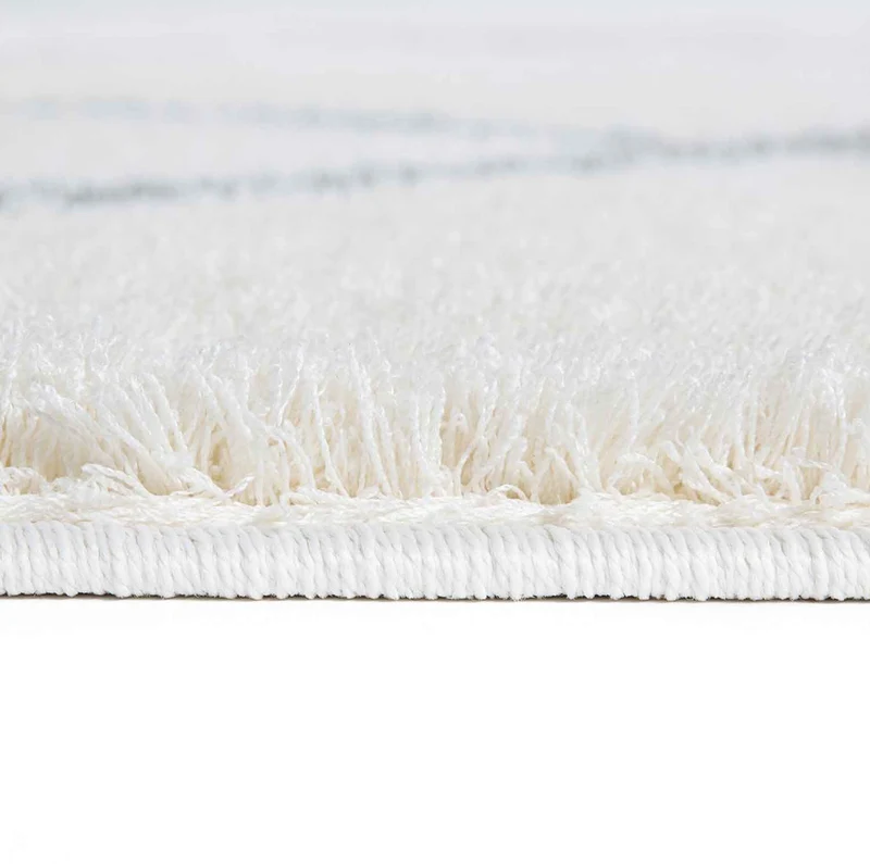 Teppich Wohnzimmer Mikrofiber Weich Meliert mit Fransen Grau & Creme