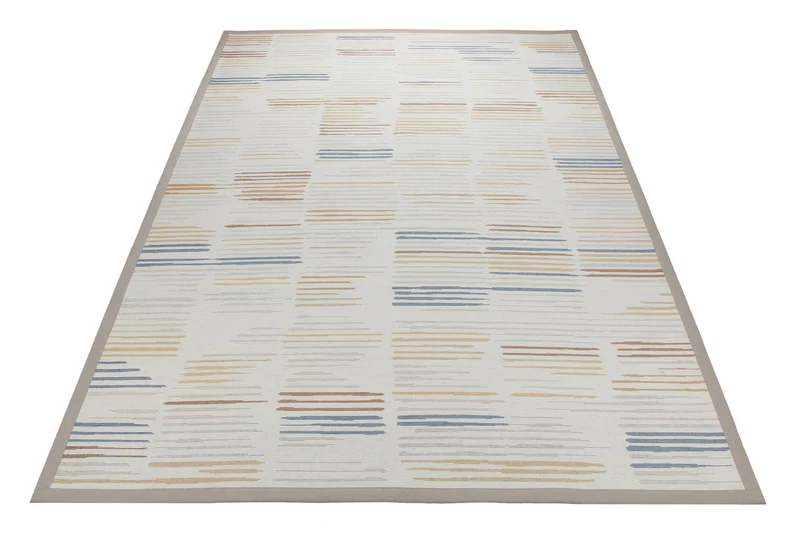 Baumwoll-Wendeteppich Estland beidseitig Farblinien creme 160x230 cm