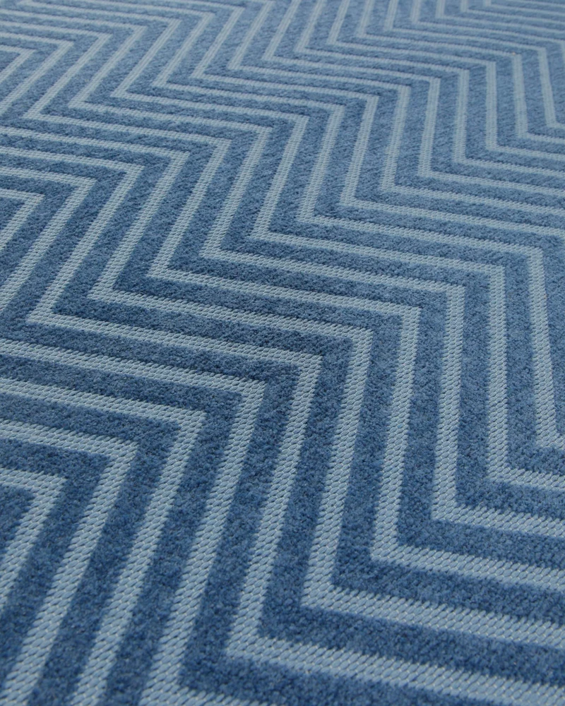 Baumwoll-Wendeteppich Estland beidseitig Zickzack blau 160x230 cm