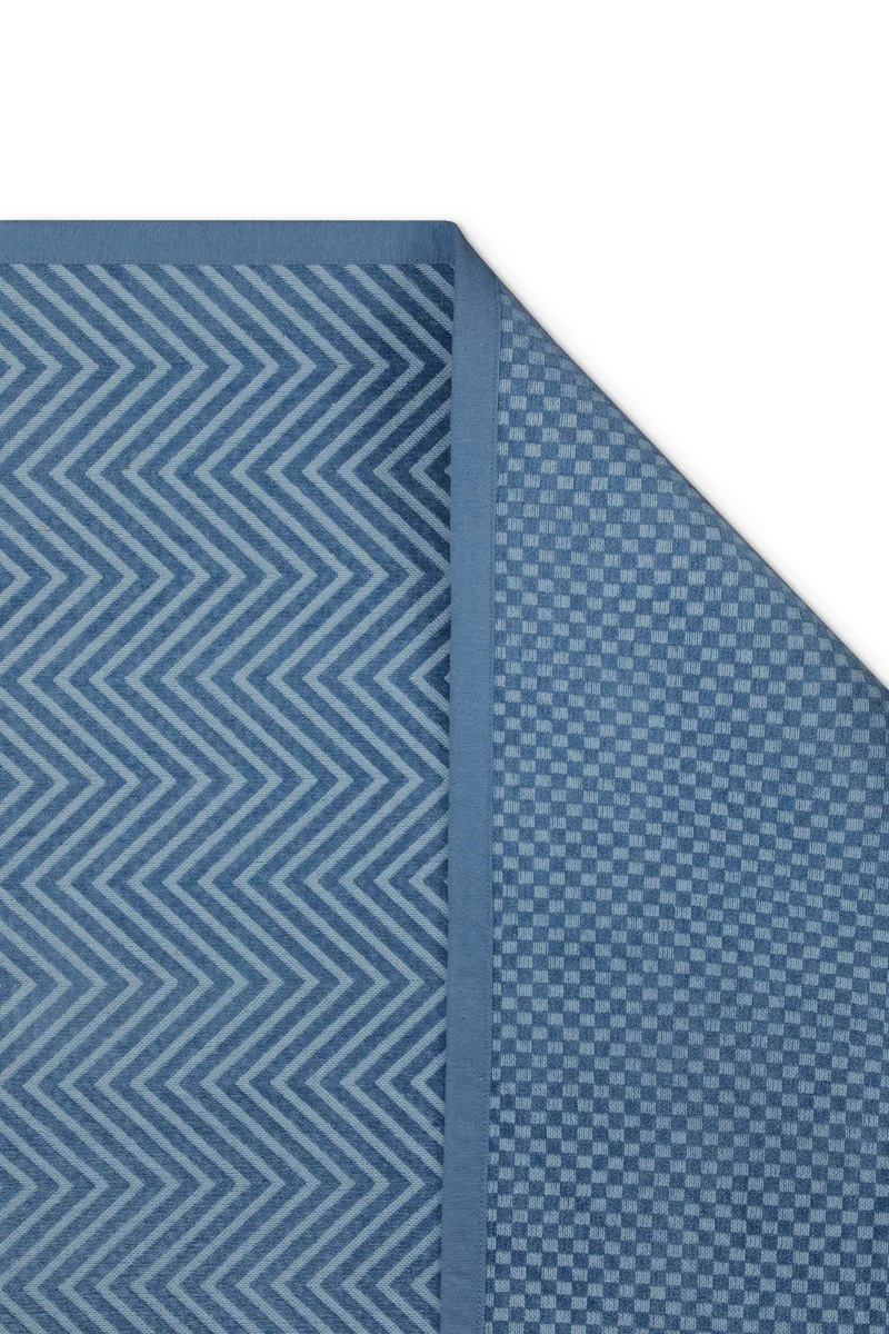 Baumwoll-Wendeteppich Estland beidseitig Zickzack blau 160x230 cm
