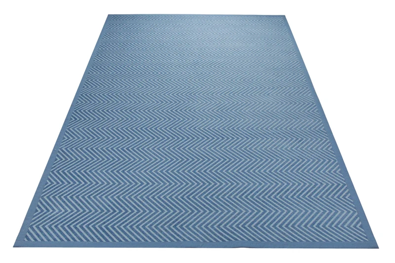 Baumwoll-Wendeteppich Estland beidseitig Zickzack blau 160x230 cm