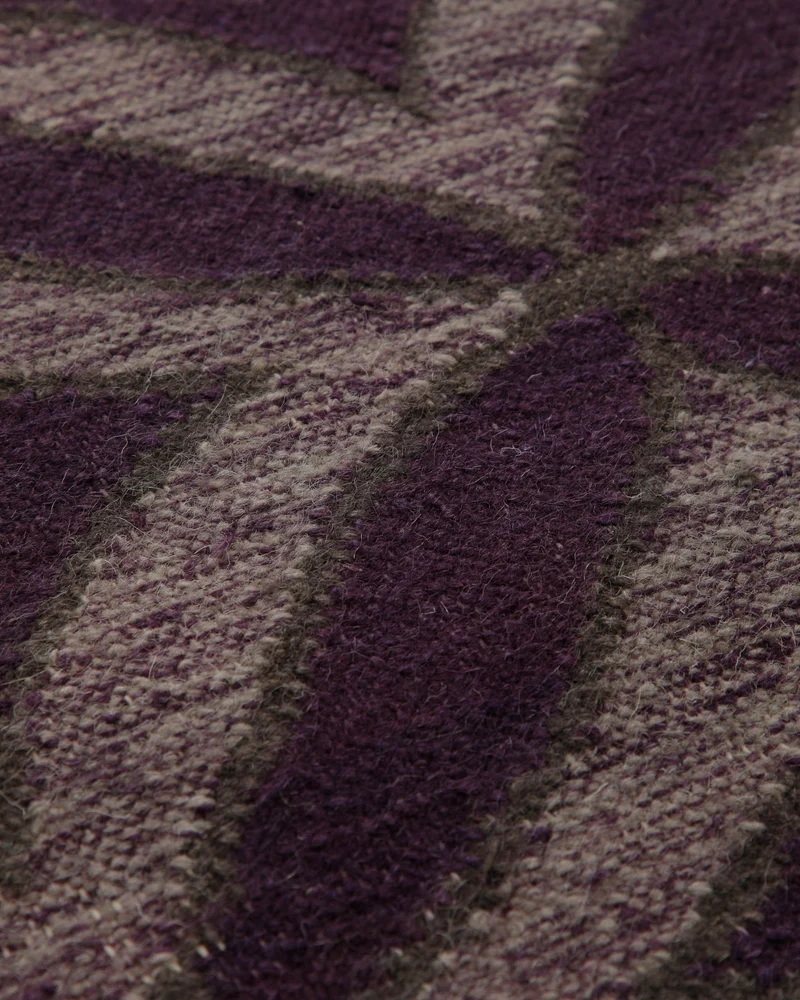 Handwebteppich Wolle Rautenmuster aubergine 160x230 cm