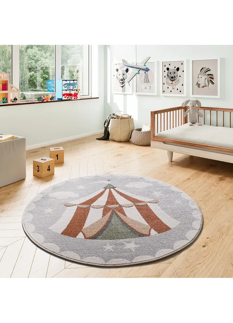 Alfombra infantil redonda circo Beats 40486 Gris