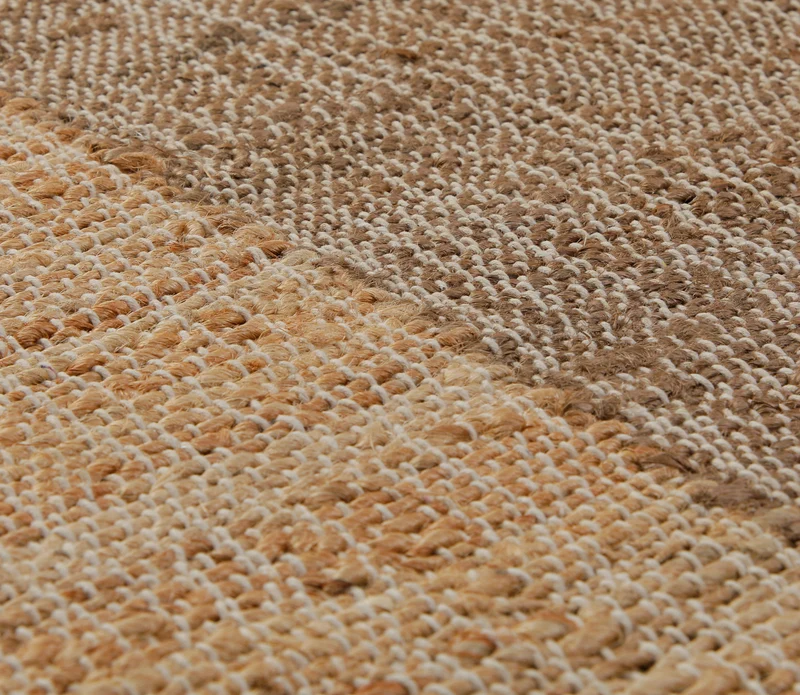 160x230 Teppich Wohnzimmer Honig trifft Greige – Naturfaser-Diptychon mit Kontrastsaum