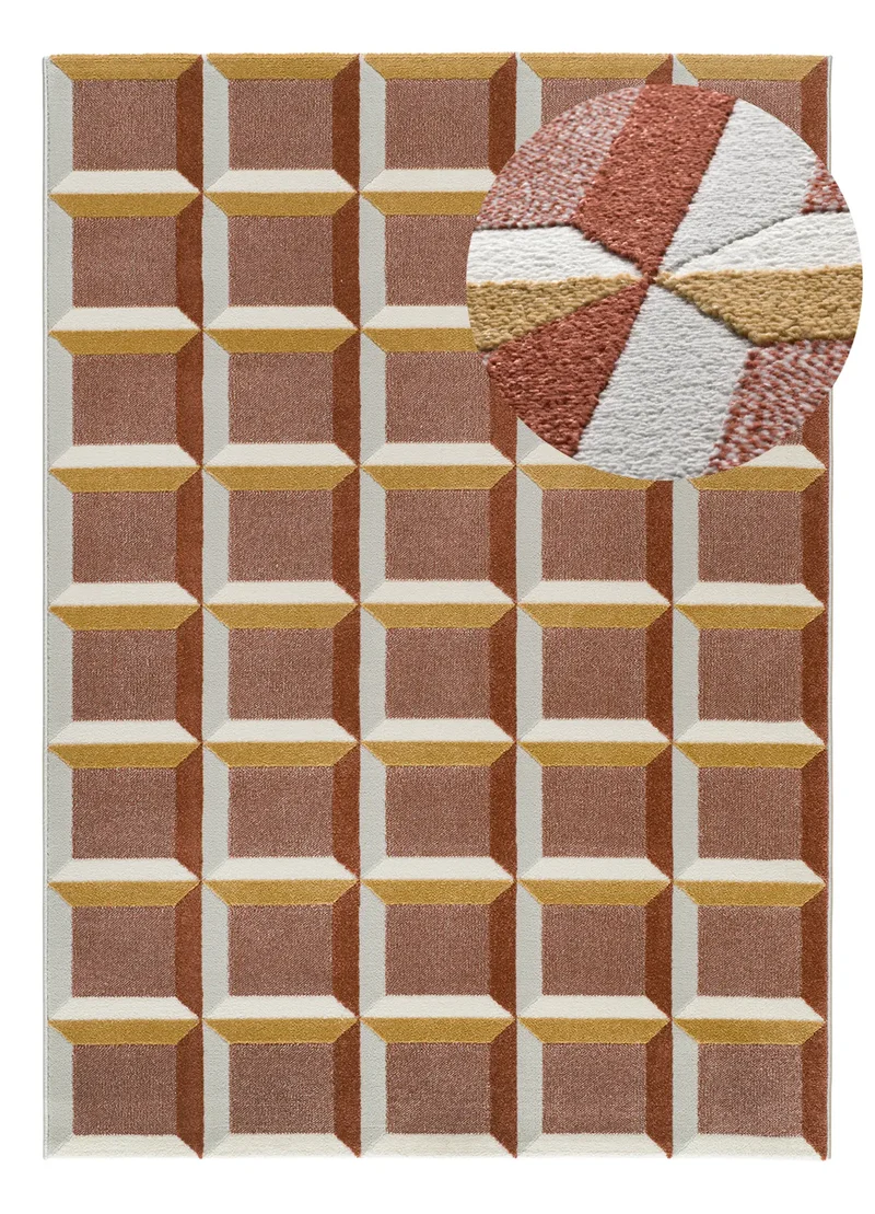 Alfombra geométrica con relieve Amara 12997 Caldera