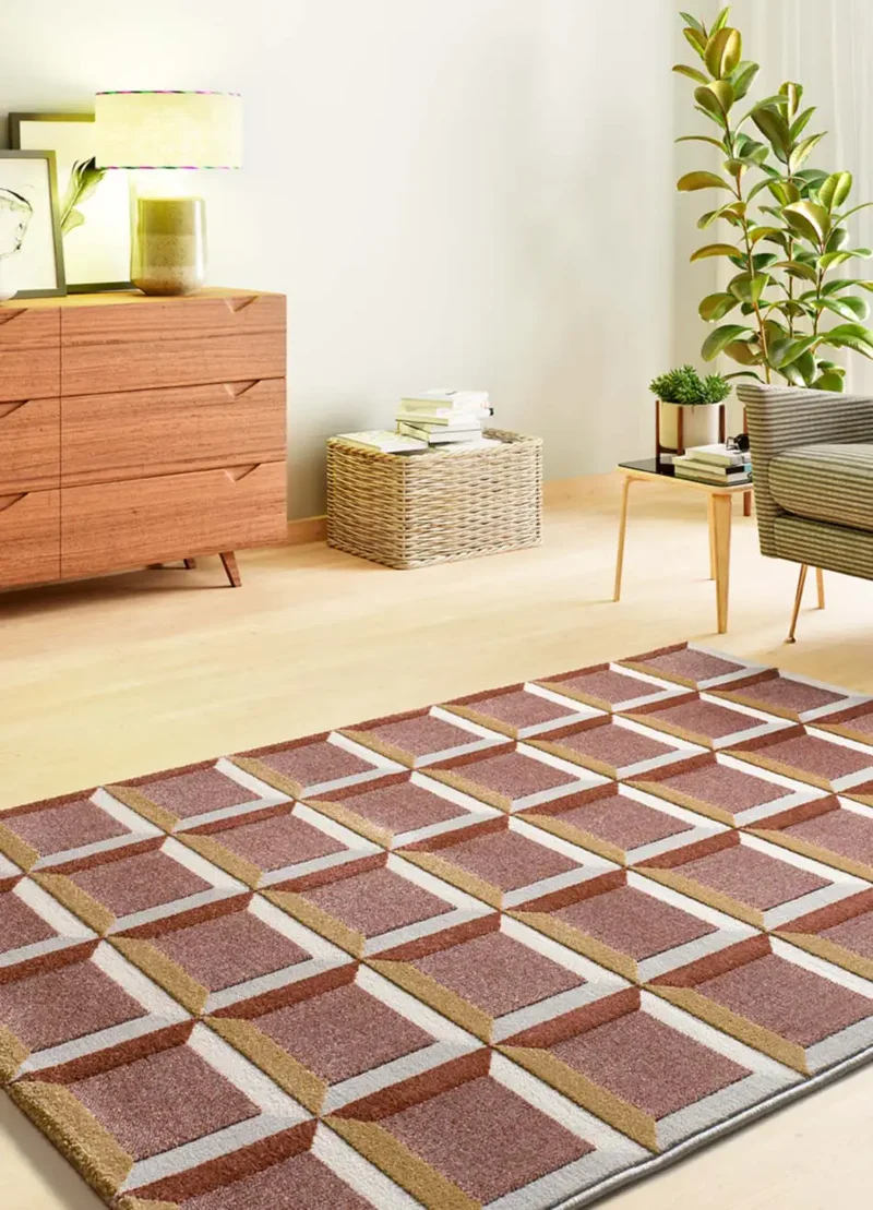 Alfombra geométrica con relieve Amara 12997 Caldera