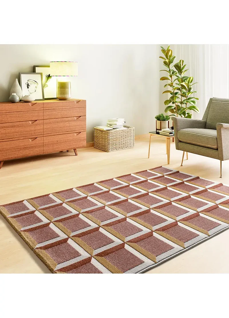 Alfombra geométrica con relieve Amara 12997 Caldera