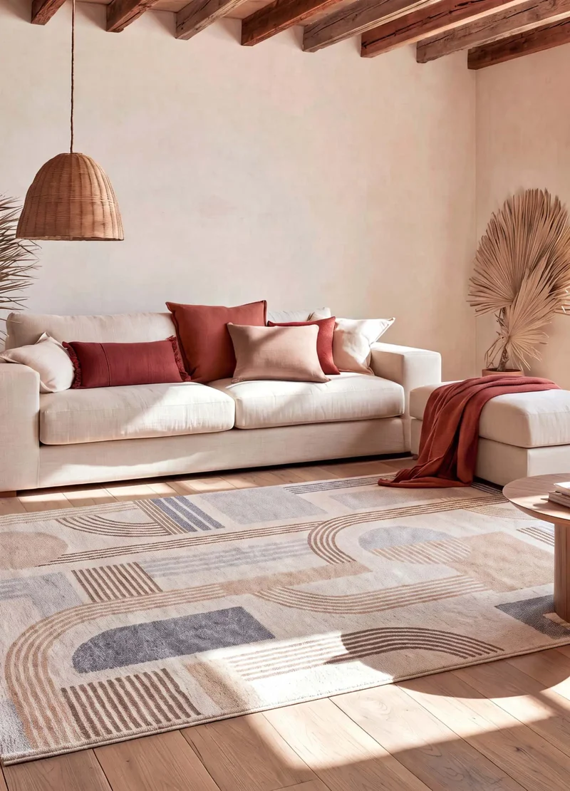 Alfombra geométrica Astra 13014 Beige