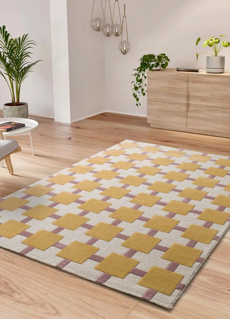 Alfombra geométrica Flashy 25403 Mostaza