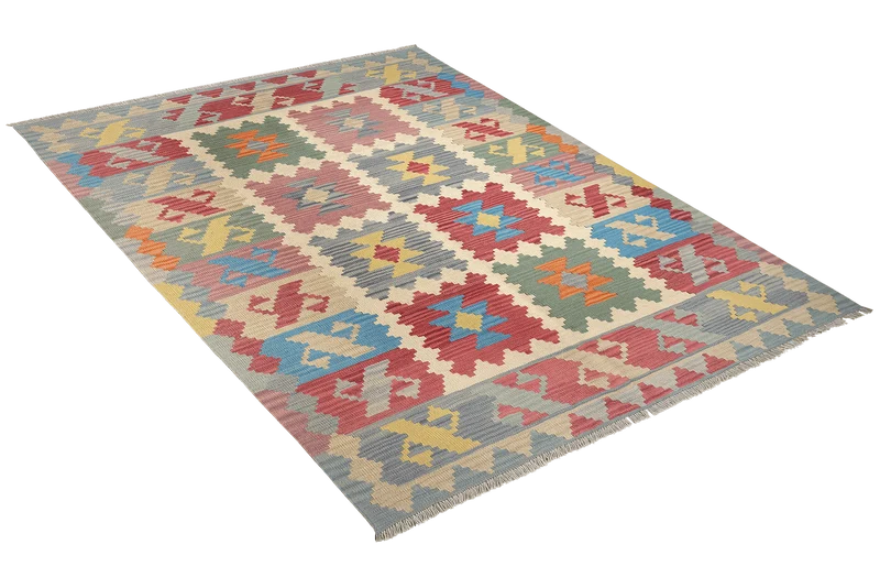 Kelim Gashgai · Handgewebt – Beige, 238x170 cm