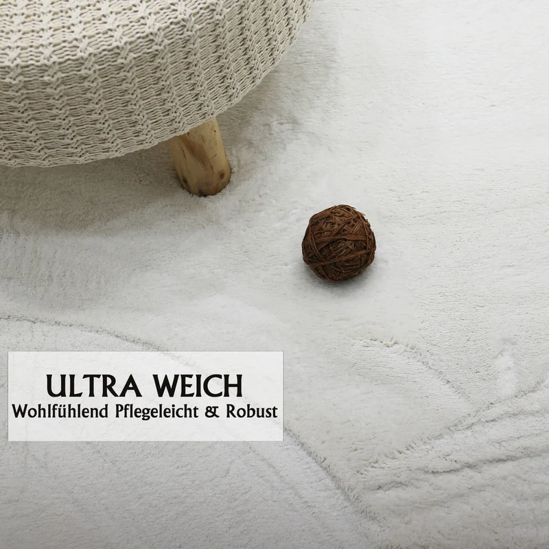 Teppich Wohnzimmer Schlafzimmer Ultra Weich – Modern, super flauschig & weich, dicht gewebt