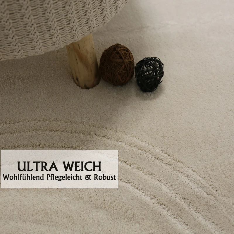 Teppich Wohnzimmer Schlafzimmer Ultra Weich – Modern, super flauschig & weich, dicht gewebt