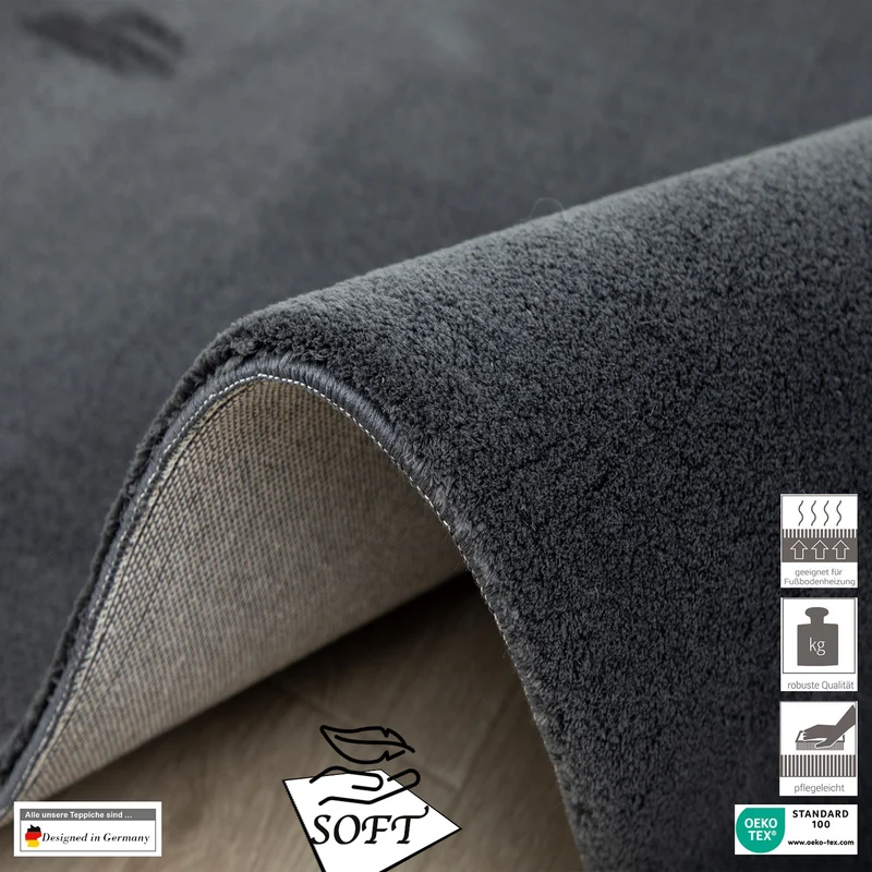 Teppich Wohnzimmer Schlafzimmer Ultra Weich – Modern, super flauschig & weich, dicht gewebt