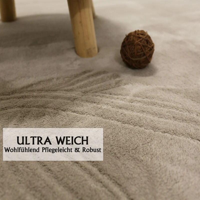 Teppich Wohnzimmer Schlafzimmer Ultra Weich – Modern, super flauschig & weich, dicht gewebt