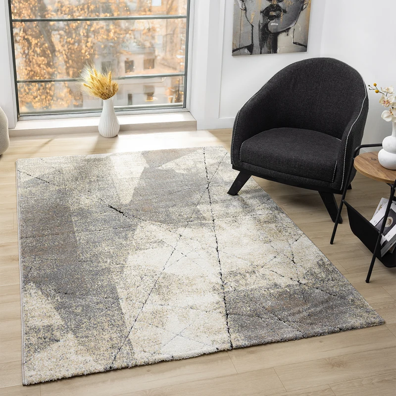 Kurzflor Teppich Modern Wohnzimmer Schlafzimmer Weich mit Muster