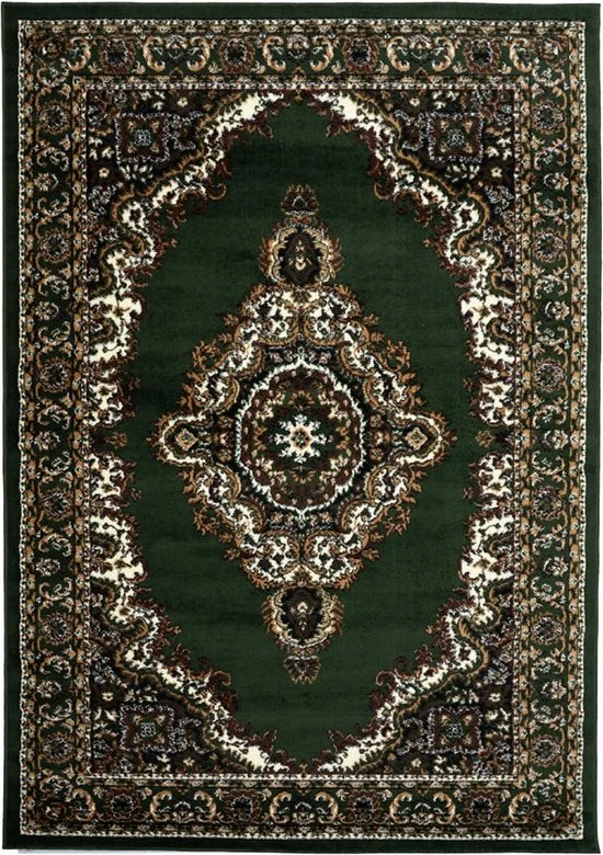 Teppich Orientalisch kurzflor Klassisch Wohnzimmer, Esszimer, Flur- Grün