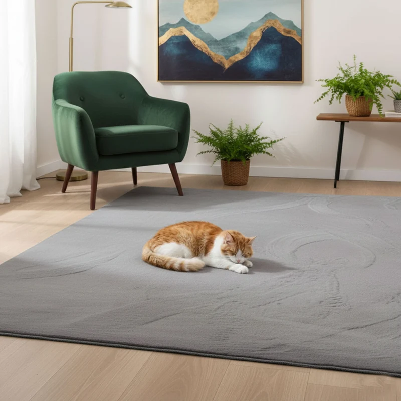 Waschbarer Kurzflor Teppich, rutschfest & weich, einfarbig für Wohnzimmer, Schlafzimmer, Küche & Kinderzimmer.