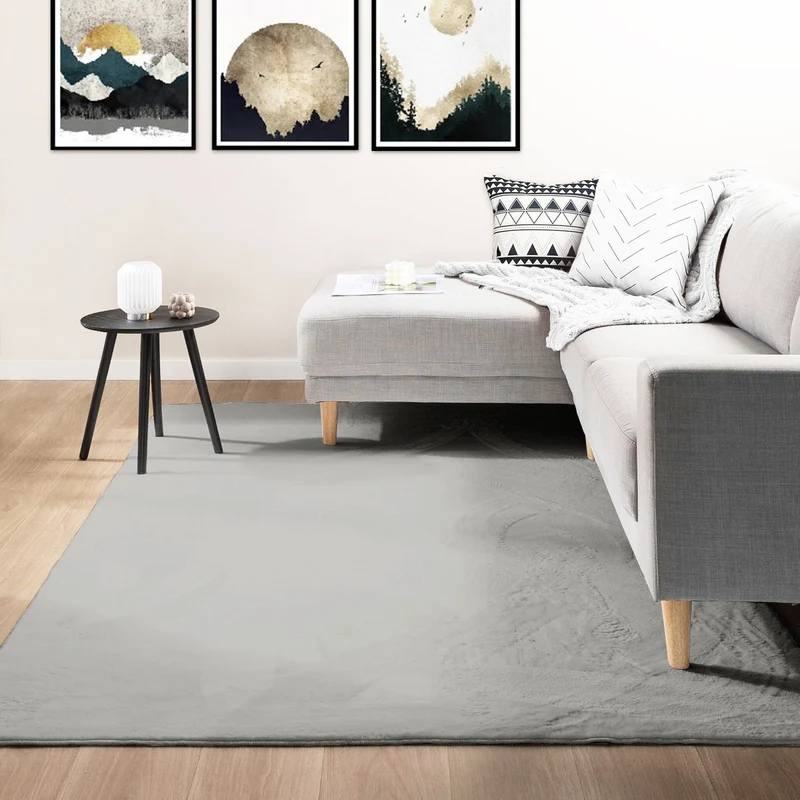 Waschbarer Kurzflor Teppich, rutschfest & weich, einfarbig für Wohnzimmer, Schlafzimmer, Küche & Kinderzimmer.
