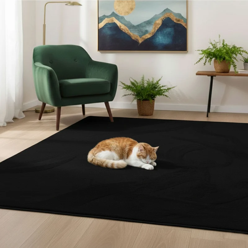 Waschbarer Kurzflor Teppich, rutschfest & weich, einfarbig für Wohnzimmer, Schlafzimmer, Küche & Kinderzimmer.