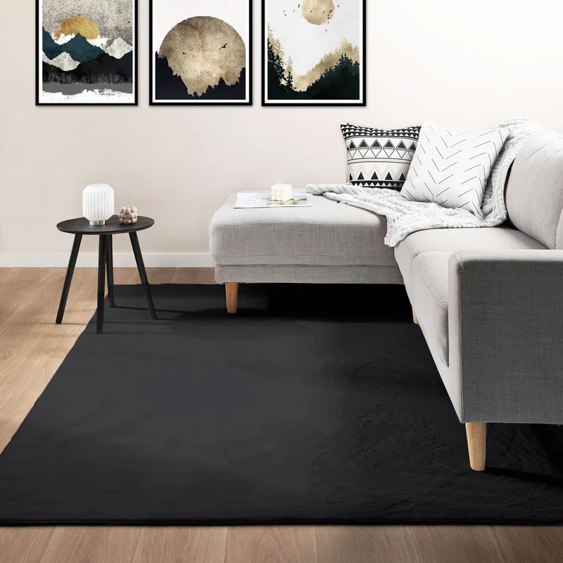Waschbarer Kurzflor Teppich, rutschfest & weich, einfarbig für Wohnzimmer, Schlafzimmer, Küche & Kinderzimmer.