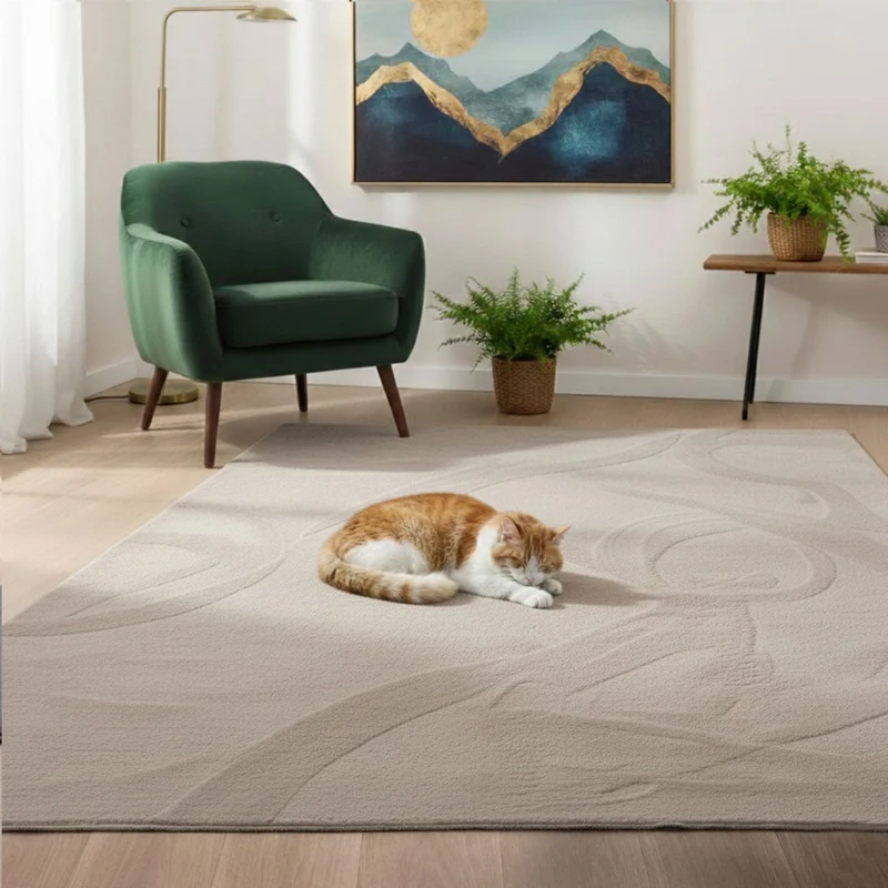 Waschbarer Kurzflor Teppich, rutschfest & weich, einfarbig für Wohnzimmer, Schlafzimmer, Küche & Kinderzimmer.