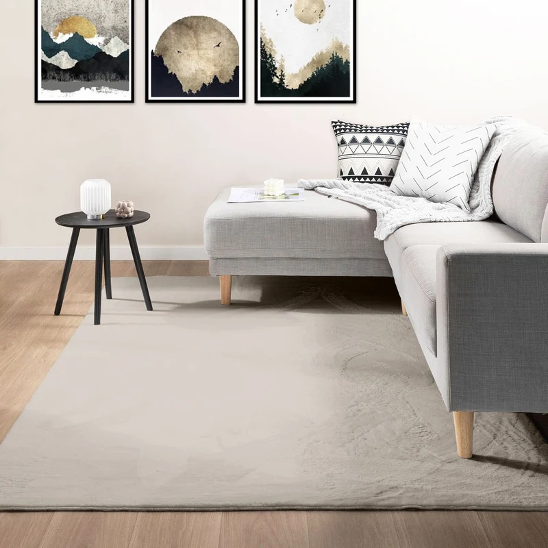 Waschbarer Kurzflor Teppich, rutschfest & weich, einfarbig für Wohnzimmer, Schlafzimmer, Küche & Kinderzimmer.