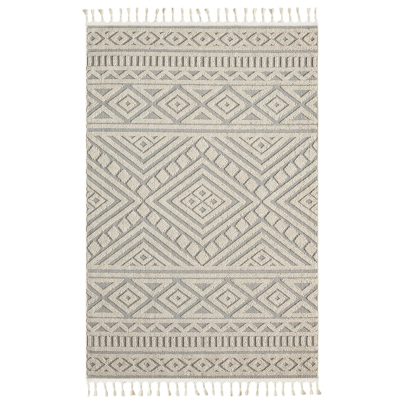 Teppich Boho Wohnzimmer, Schlafzimmer, Fransen Skandinavisch, Waschbarer Teppich 3D