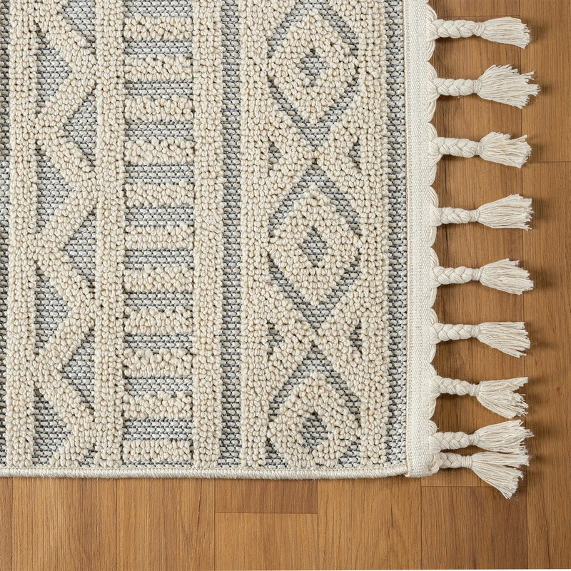 Teppich Boho Wohnzimmer, Schlafzimmer, Fransen Skandinavisch, Waschbarer Teppich 3D