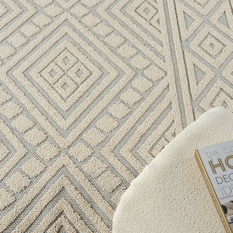 Teppich Boho Wohnzimmer, Schlafzimmer, Fransen Skandinavisch, Waschbarer Teppich 3D