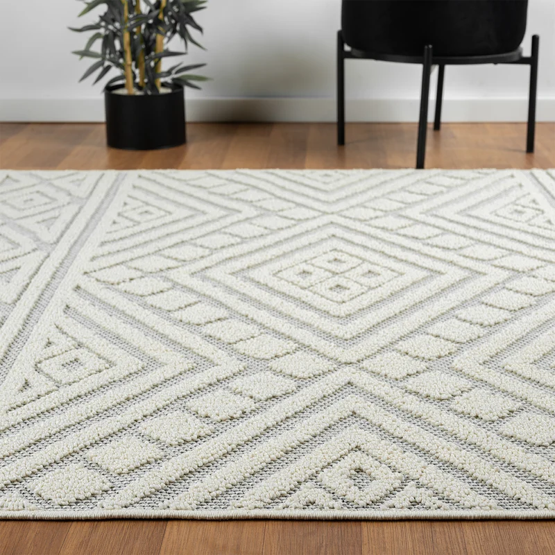 Teppich Boho Wohnzimmer, Schlafzimmer, Fransen Skandinavisch, Waschbarer Teppich 3D