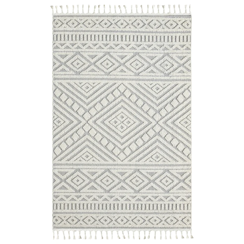 Teppich Boho Wohnzimmer, Schlafzimmer, Fransen Skandinavisch, Waschbarer Teppich 3D