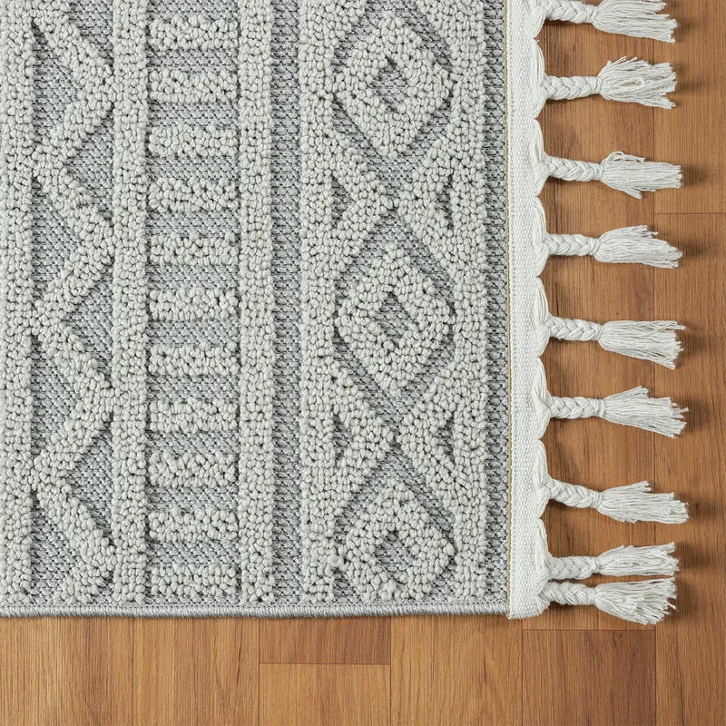 Teppich Boho Wohnzimmer, Schlafzimmer, Fransen Skandinavisch, Waschbarer Teppich 3D