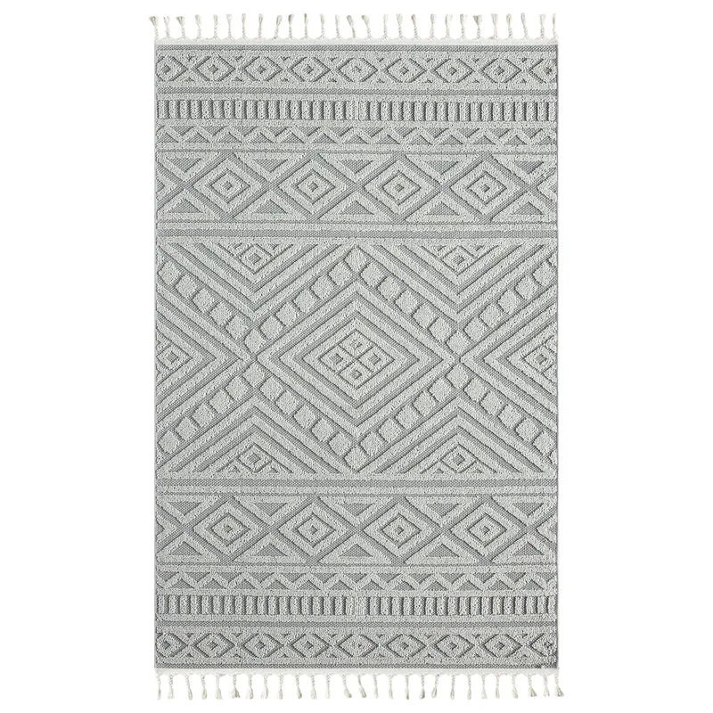 Teppich Boho Wohnzimmer, Schlafzimmer, Fransen Skandinavisch, Waschbarer Teppich 3D