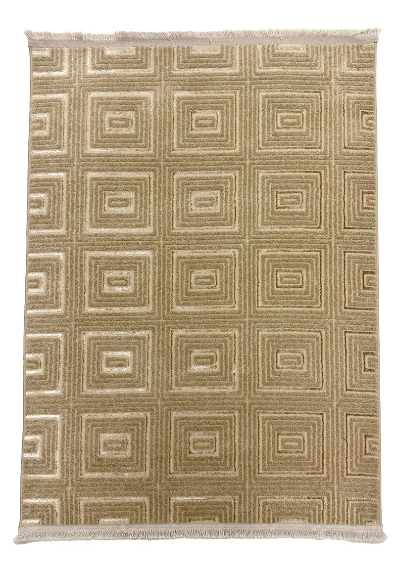 Teppich kurzflor Wohnzimmer, Schlafzimmer, Flur dünn Kachel Optik Lurex 3D Weich