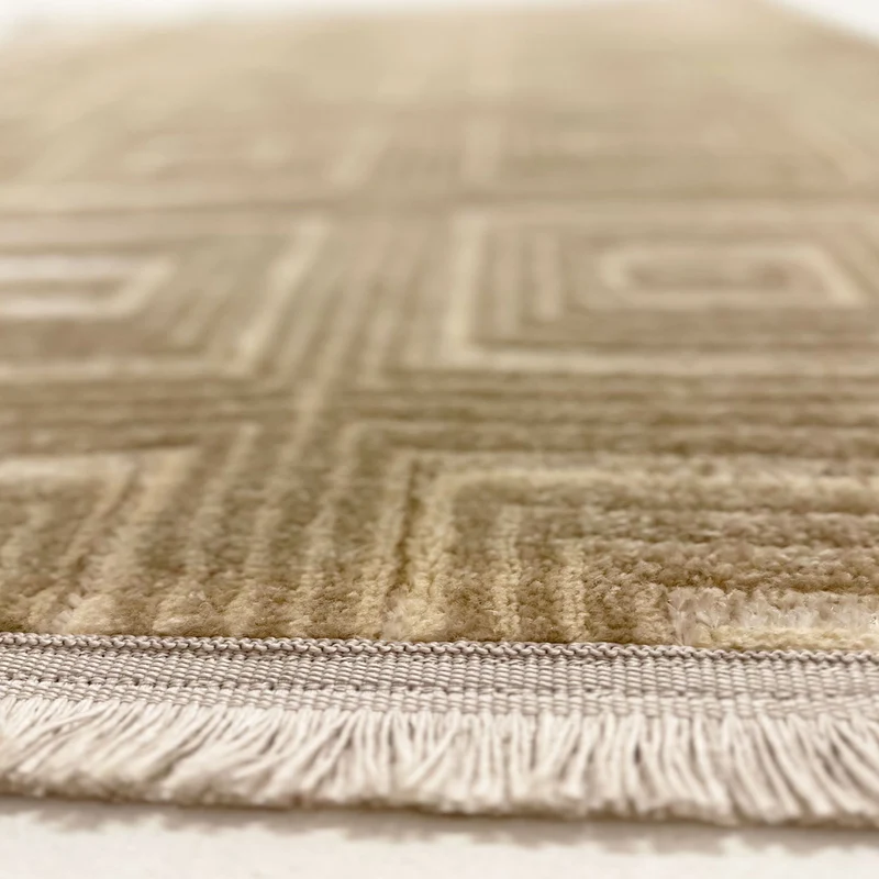 Teppich kurzflor Wohnzimmer, Schlafzimmer, Flur dünn Kachel Optik Lurex 3D Weich
