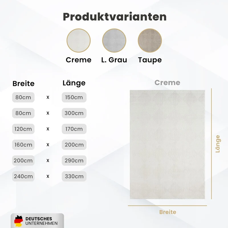 Teppich Wohnzimmer Schlafzimmer Kurzflor Baklava Design Hoch-Tief-Effekt Modern 3D