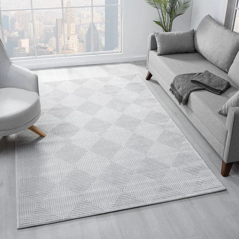 Teppich Wohnzimmer Schlafzimmer Kurzflor Baklava Design Hoch-Tief-Effekt Modern 3D