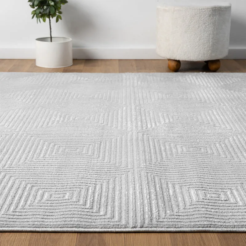 Teppich Wohnzimmer Schlafzimmer Kurzflor Baklava Design Hoch-Tief-Effekt Modern 3D