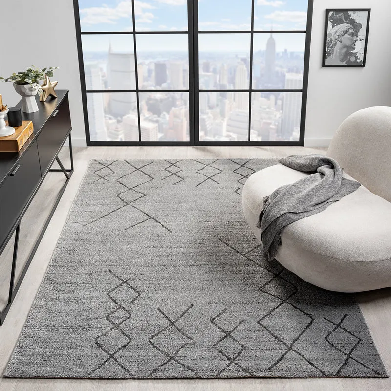 Kurzflor Teppich Skandinavisch Berberlook Wohnzimmer Schlafzimmer Modern Streifen