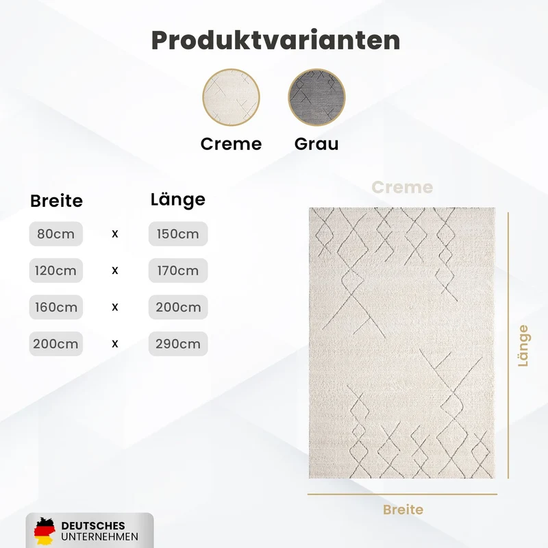 Kurzflor Teppich Skandinavisch Berberlook Wohnzimmer Schlafzimmer Modern Streifen