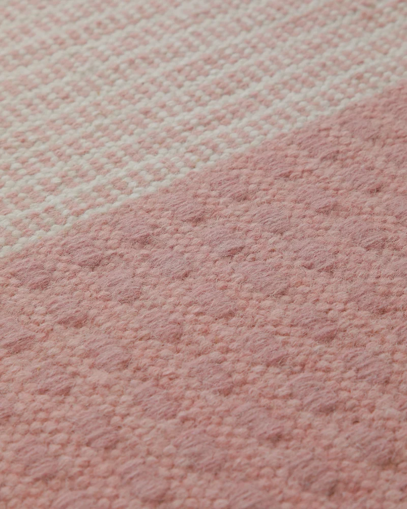 Handwebteppich Wolle Breitstreifen rosé grau 160x230 cm