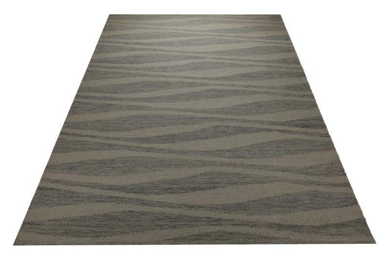 Handwebteppich Wolle Wellenstruktur grau 160x230 cm