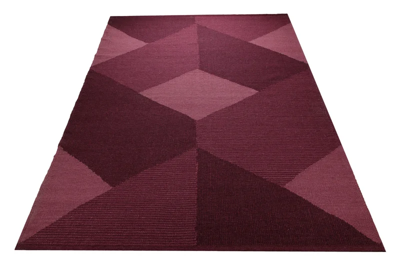 Handwebteppich Wolle Rautenmuster beere 160x230 cm