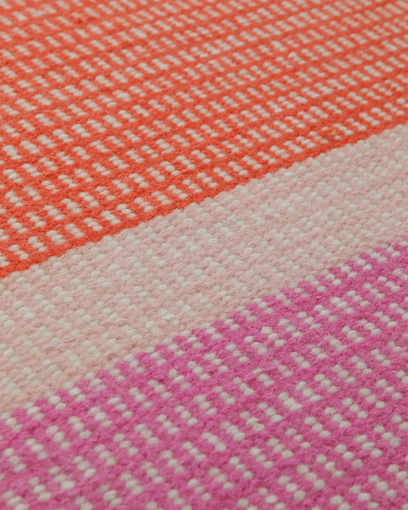 Handwebteppich Wolle Streifen rosé grau orange 160x230 cm